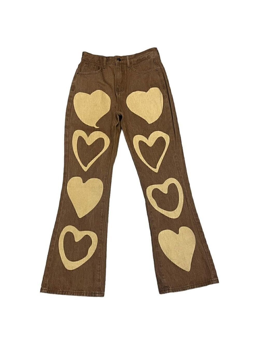 HEART Jeans Denim Graphic Print Bootcut Flared Shein - Medium